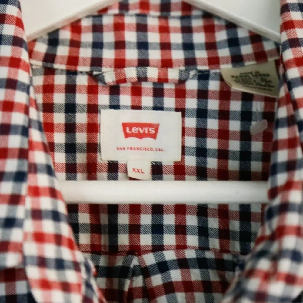 NWOT LEVI's Red Blue Checkered Print Button Up Casual Shirt XXL
